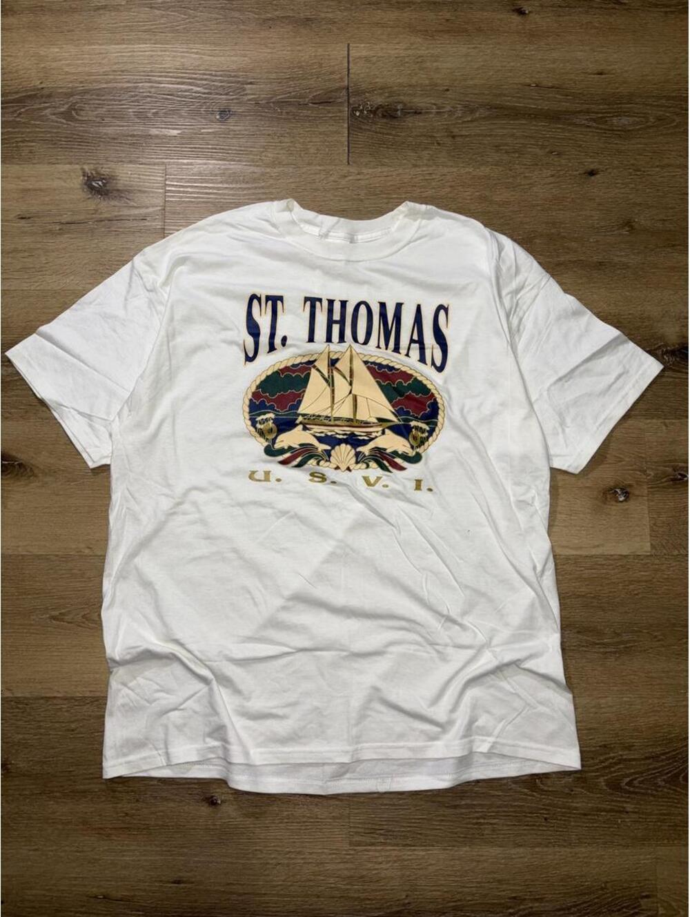 St. Thomas USVI Sailboat Graphic Tee White Hanes Heavyweight XL